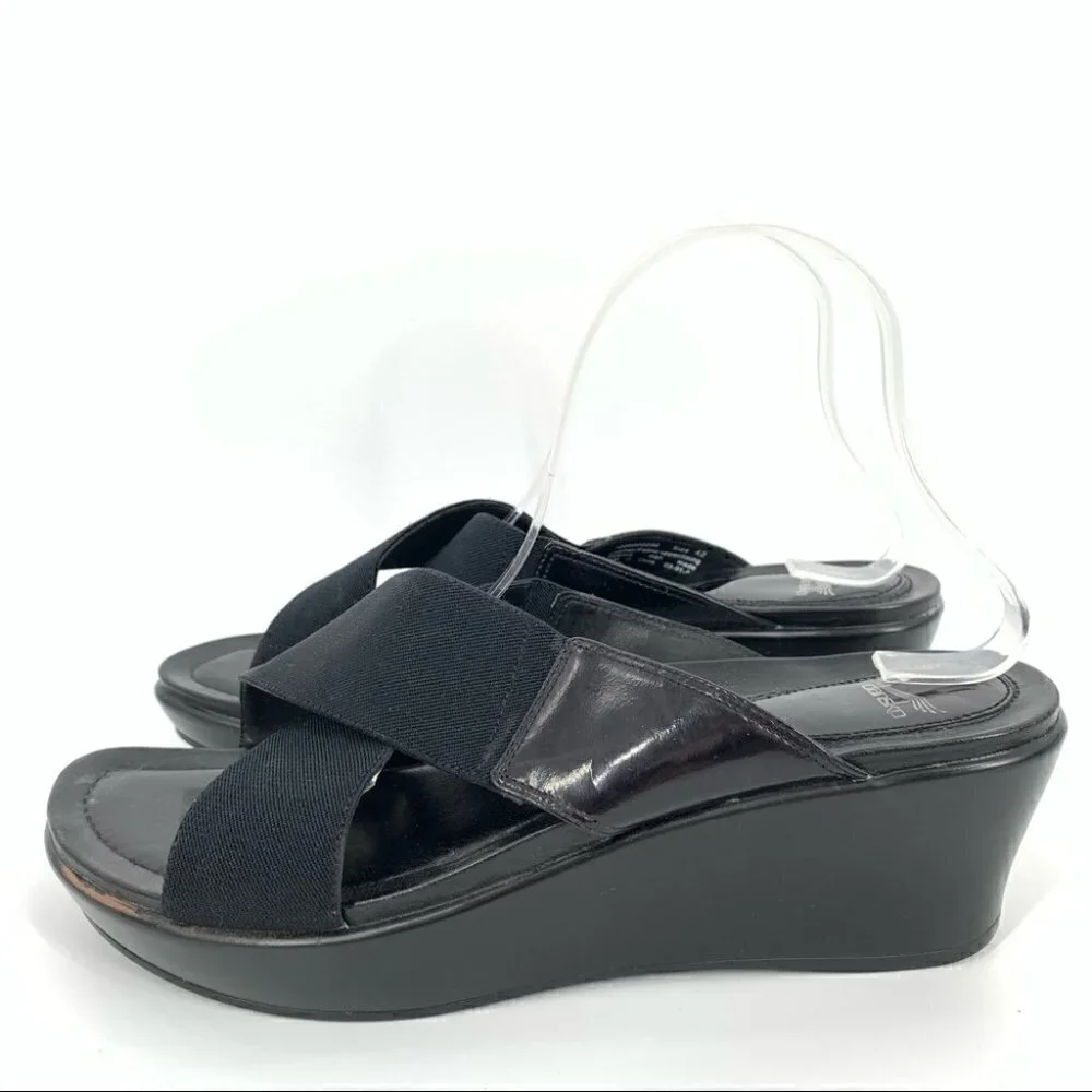 Dansko sandals size 42 11.5 - 12 black cross cross wedge platforms orthopedic